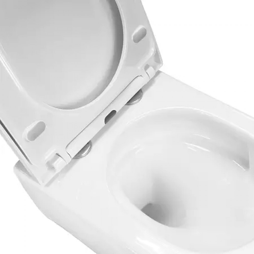 Rime Унитаз подвесной  с функцией торнадо, с сиденьем микролифт, дюропласт. 490*360*365mm (1 место)