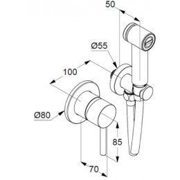 Гигиенический душ Kludi Bozz 389983976 со смесителем, С ВНУТРЕННЕЙ ЧАСТЬЮ черный матовый