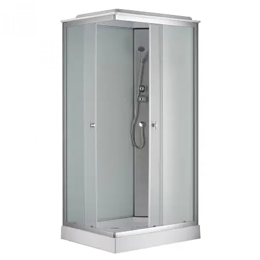 Душевая кабина CS-5180-13R F, 100*80*215 низкая, белая, прямоугольная, стекло 4мм, поддон 13 см