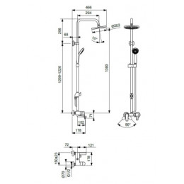 Душевая система с однорукоятковым смесителем, для ванны/душа, VIDIMA BALANCE BA270AA
