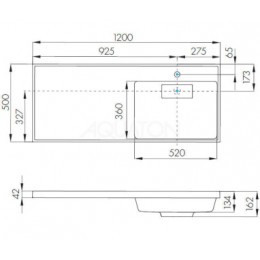 Лондри 120 Раковина ПРАВАЯ БЕЛАЯ