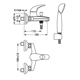 BA004AA ORION Настенный смеситель для ванны/душа