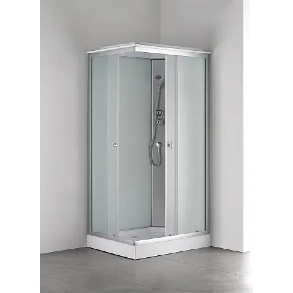 Душевая кабина CS-5180-13R F, 100*80*215 низкая, белая, прямоугольная, стекло 4мм, поддон 13 см