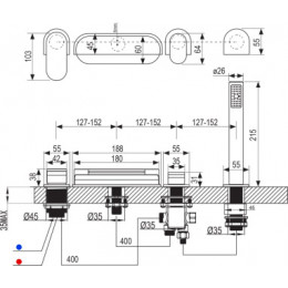 Смеситель врезной каскадный для ванн CR 025.00