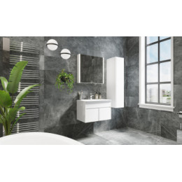 UP Шкаф зеркальный 600 мм левый, белый глянец