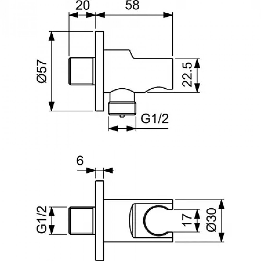 A7573XG CERATHERM T100 Промо комплект, состоящий из: BC807XG IDEALRAIN Держатель с подключением душевой лейки 1/2", цилиндрический дизайн, металлическ