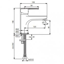 B2010AA UNO GRANDE Смеситель для умывальника, без донного клапана, система монтажа EASY-FIX (облегченный монтаж)