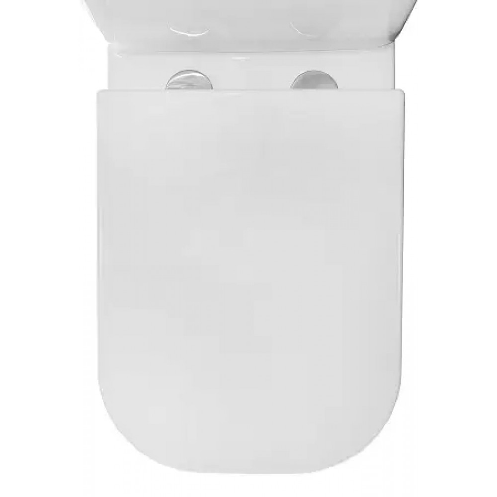 RIANO Унитаз напольный безободковый в комплекте с бачком и сиденьем дюропласт микролифт, смыв ТОРНАДО . Размер 620x355x790 мм (2 места)