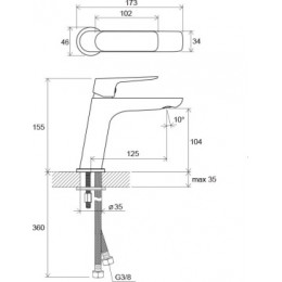 Смеситель для умывальника без донного клапана CL 012.00