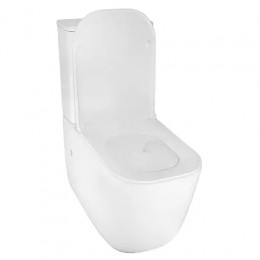 RIANO Унитаз напольный безободковый в комплекте с бачком и сиденьем дюропласт микролифт, смыв ТОРНАДО . Размер 620x355x790 мм (2 места)