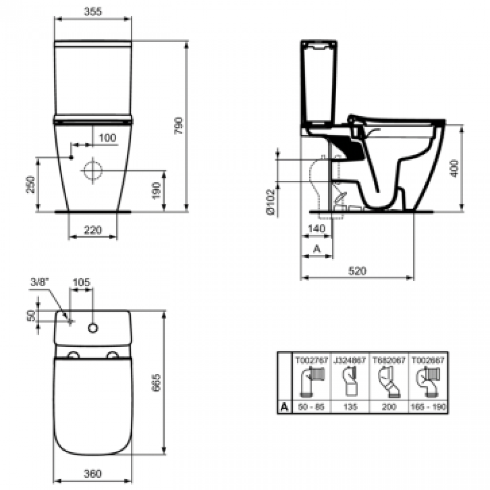 T472301 I life A/B Бачок для унитаза, нижняя подводка, 4,5/3 л