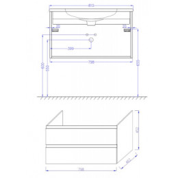 EB2053-J51 MADELEINE Тумба подвесная, 80 см, 2 ящика, Белый матовый лак