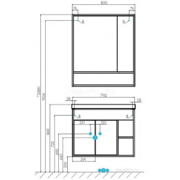 Флай 80 Зеркало-Шкаф белый, дуб крафт