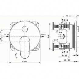 A7350XG CERAFINE O Встраиваемый смеситель для ванны/душа, комплект №2 (внешняя часть), картридж 47 мм с функцией HWTC
