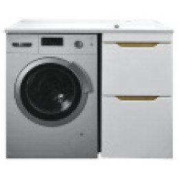 Комплект Тумба 110 Magenta под с/машинку (46) с раковиной Magenta 110 правая белая