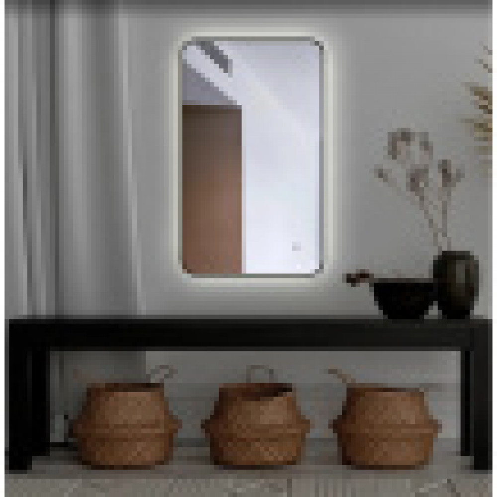 AZARIO зеркало INCANTO-BLACK 600х1000 бесконтактный сенсор, гор./верт., парящая подсветка (в стену)