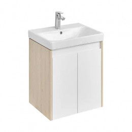 Сканди 55 Тумба Doors Белый/Дуб Верона (БЕЗ УМЫВАЛЬНИКА Адриана-55)