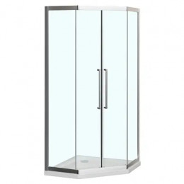 AZ-092K2-100-CH-CL Душевое ограждение OSAKA DIA-TD-100х100х195-CH-CL, прозрачное стекло 5 мм, профиль хром, две двери сдвижные