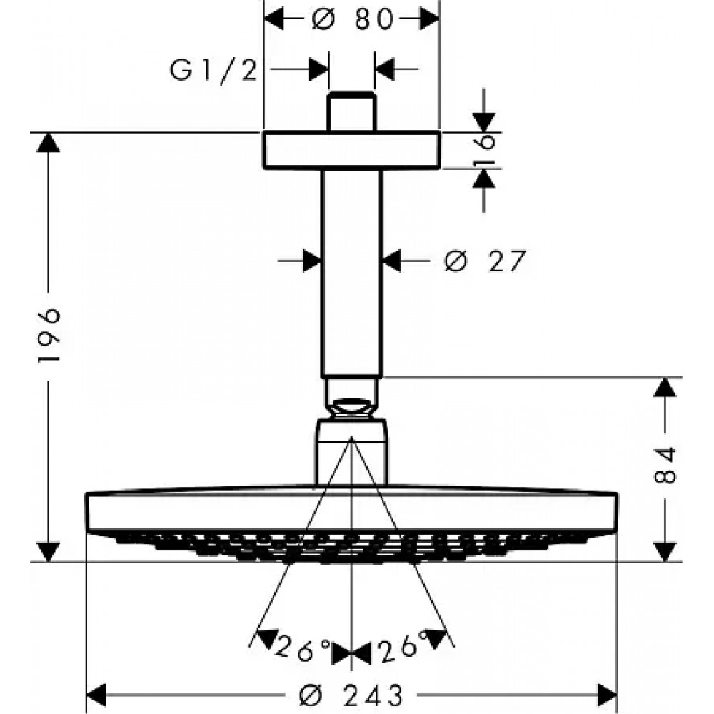 26467400 Raindance Select S Верхний душ 240 2jet с потолочным подсоединением, белый/хром