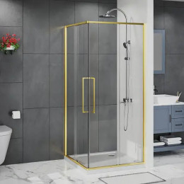 AZ-R43-90-BGL-CL Душевое ограждение SHANGHAI SQP-90х90х195-BGL-CL, прозрачное стекло 6 мм, профиль брашированное золото