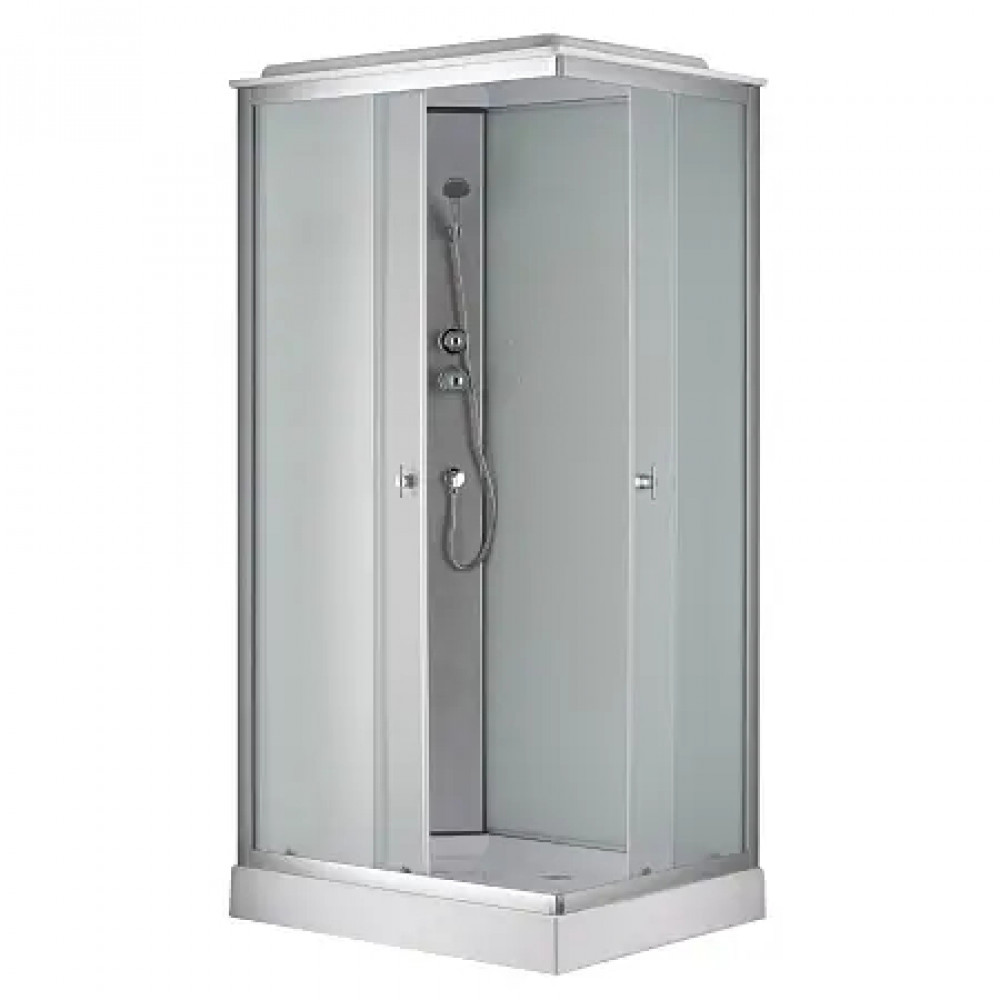 Душевая кабина CS-5180-13L F, 100*80*215 низкая, белая, прямоугольная, стекло 4мм, поддон 13 см