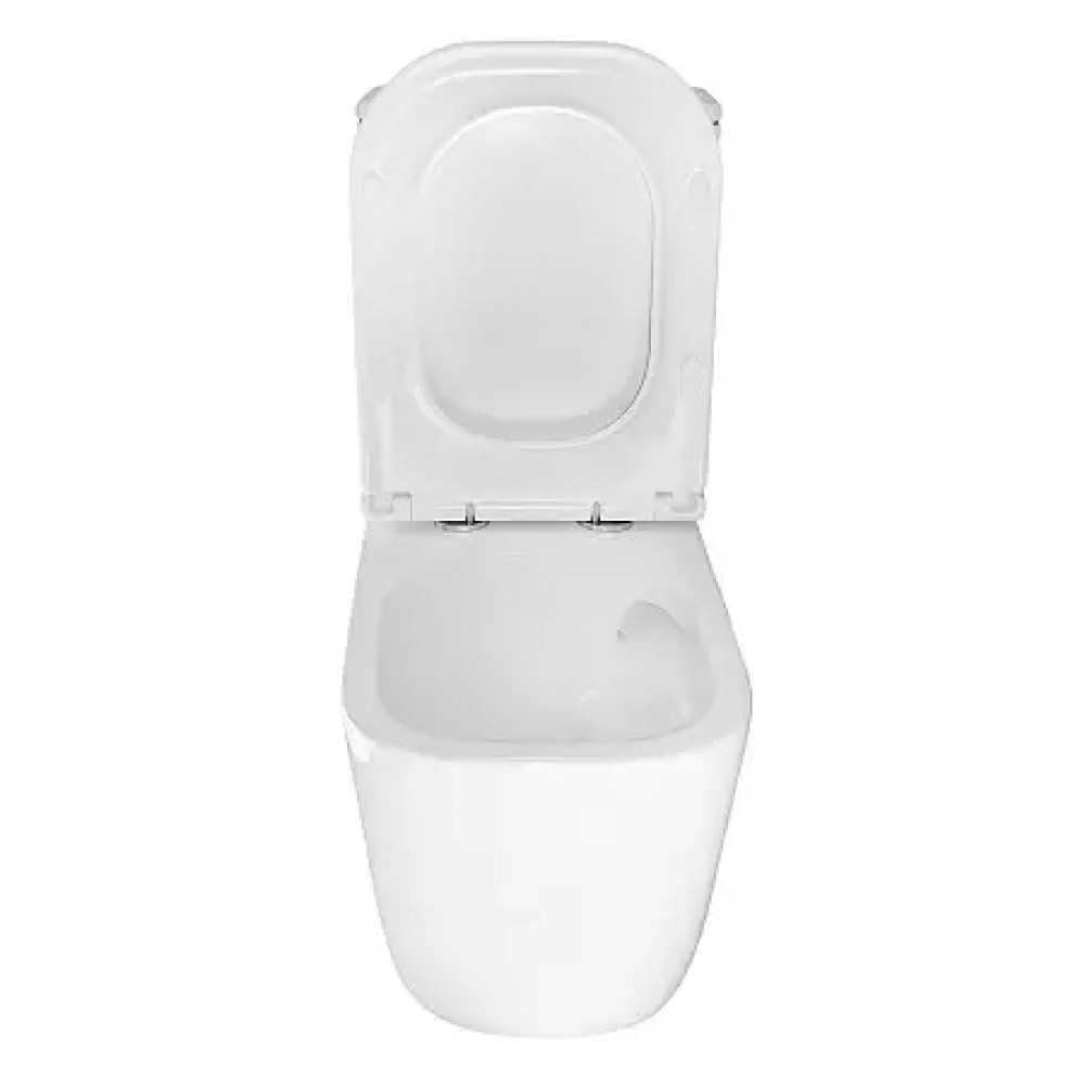 RIANO Унитаз напольный безободковый в комплекте с бачком и сиденьем дюропласт микролифт, смыв ТОРНАДО . Размер 620x355x790 мм (2 места)