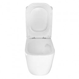 RIANO Унитаз напольный безободковый в комплекте с бачком и сиденьем дюропласт микролифт, смыв ТОРНАДО . Размер 620x355x790 мм (2 места)