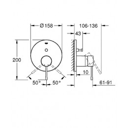 24058A01 Essence Смеситель однорычажный для ванны, круглая розетка, темный графит глянец