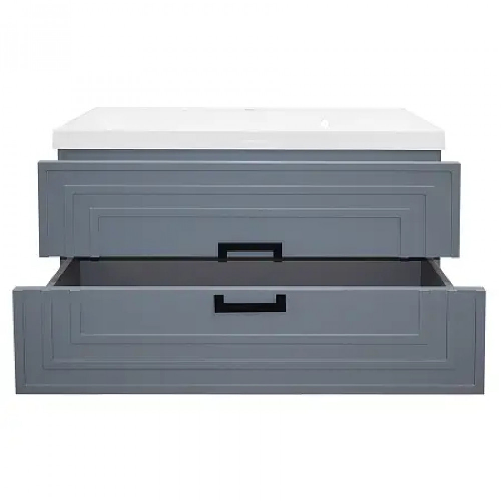 Комплект Тумба ARMARIO 100/2 подвесная МАТОВЫЙ СЕРЫЙ с раковиной CLASSIK 100