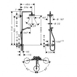 27253400 Croma Select S 180 Showerpipe, для душа, термостат