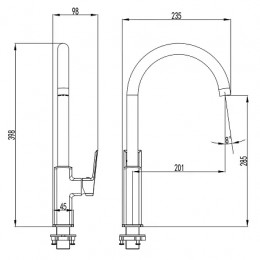 HARDCORE Смеситель для кухни, хром