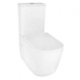 RIANO Унитаз напольный безободковый в комплекте с бачком и сиденьем дюропласт микролифт, смыв ТОРНАДО . Размер 620x355x790 мм (2 места)