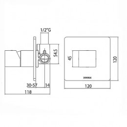 Z00064.030 CUBE Смеситель для душа на 1 выход (внешняя час (внешняя част +Z00007 Bossini Встраиваемая часть смесителя с девиатором 1 направления 1/2”