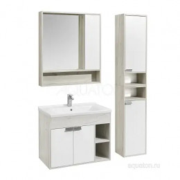 Флай 80 Зеркало-Шкаф белый, дуб крафт