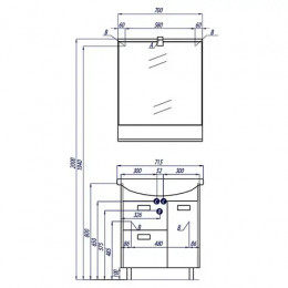БЕККА 70 Тумба (Белый/Дуб Сомерсет) (Раковина Балтика 70)