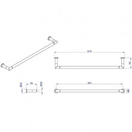FORNY Полотенцедержатель трубчатый одинарный 60 см, хром