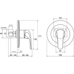Смеситель встроенный  без переключателя  RS 062.01