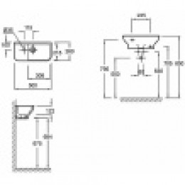 EGJ112-00 STRUKTURA Рукомойник 50x 25,5 с отв.для смесителя,сл.пер.,белый