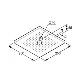 Верхний душ KLUDI A-QA, квадратный, плоский, хром, 250х250 мм