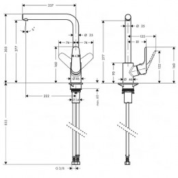 31817670 Focus Смеситель для кухни 280, однорычажный, с поворотным изливом, черный матовый