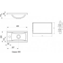 Умывальник Classic 400 с отверстием