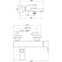 Смеситель для ванны TD 022.00/150 мм