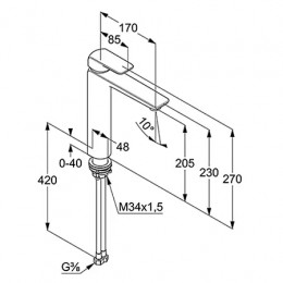 KLUDI AMEO Однорычажный смеситель для раковины-чаши, 205 мм, арт. 412960575