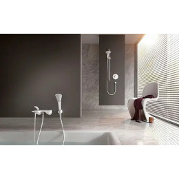 KLUDI BALANCE Однорычажный смеситель для ванны и душа, белый/хром, арт. 524459175