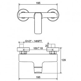 Смеситель для душа FL 032.00/150 150 мм