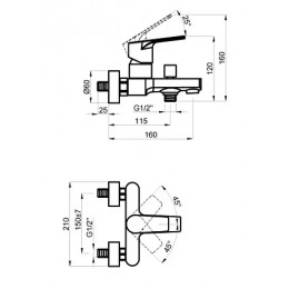 TREYA Смеситель для ванны с коротким изливом, хром