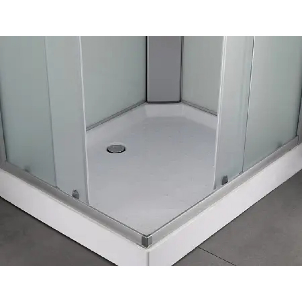 Душевая кабина CS-5180-13R F, 100*80*215 низкая, белая, прямоугольная, стекло 4мм, поддон 13 см
