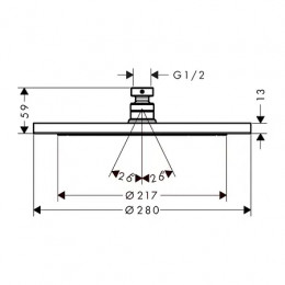 26220670 Верхний душ Croma 280 Air 1jet, матовый черный