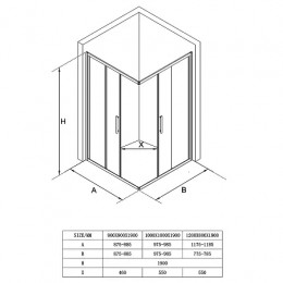 Душевое ограждение CS-AB01GG-100 100x100x190，профиль серый матовый，6 мм прозрачное стекло