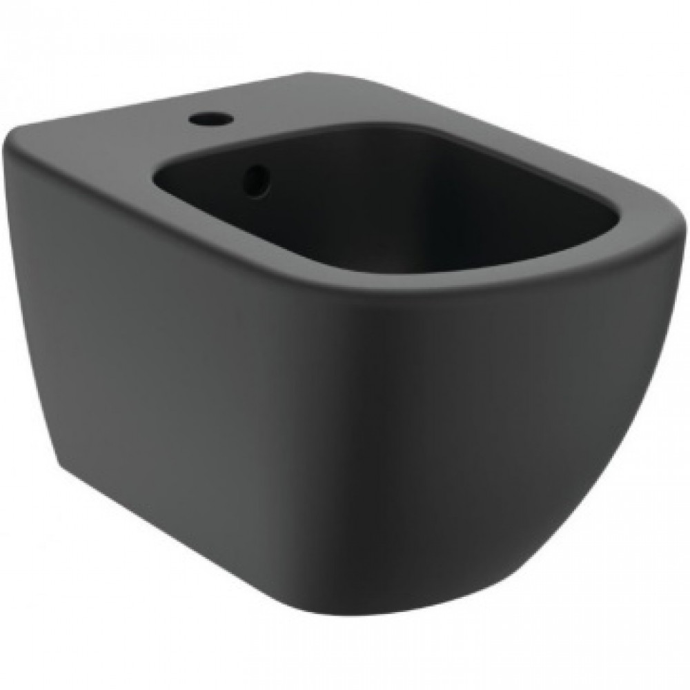 T3552V3 TESI BLACK Подвесное биде, с отверстием под смеситель, с отверстием перелива, с крепежом TT0299598 (для полностью скрытого монтажа)